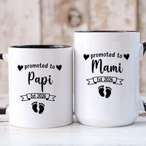 Promoted To Mami, Papi Coffee Mug Set, New Grandparents Mug, Pregnancy Reveal, First Time Grandma, Baby Announcement Customizable Mug