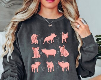 Pig Lover Comfort Colors Sweatshirt, Cute Farm Animals Xmas Holiday Gifts, Swine Mom Dad Owner Sweatshirt, Pig Shirt for Dad or Mom