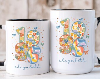 1996 Coquette Birthday Mug, Custom Name Birth Year Coffee Cup, Navy Floral Bow Design, 30th Birthday Gift for Sister Best Friend