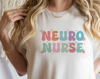 Neuro-Krankenschwester-Retro-Shirt, niedliches Neuro-ICU-Krankenschwester-Kleid, Geschenke für Neurologie, neues Krankenschwester-T-Shirt, Krankenschwester-Praktiker-Outfits, Neurowissenschaftliche-T-Shirts