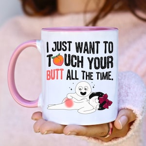 Caneca de café divertida dos namorados para a namorada, eu adoro tocar sua bunda, piadas de casal, xícara de café, aniversário da esposa, presente engraçado de memes