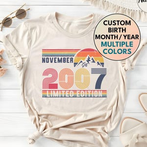 18th Birthday Retro Shirt, 2007 Birthday Sweatshirt Gift, 2007 Bday Year Number Hoodie for Women / Men, Birthday Tee For Daughter Or Son