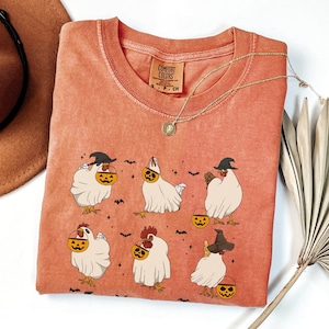 Chicken Ghost Halloween Comfort Colors Shirt, Farm Animals, Spooky Chicken Halloween Gifts, Chicken Lover Gift Tee, Western Halloween Shirt