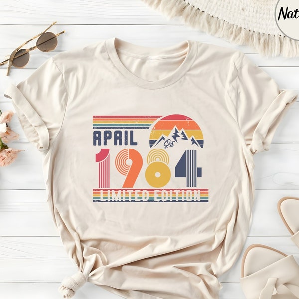 40. Geburtstags-Retro-Shirt, 1984-Geburtstags-Sweatshirt-Geschenk, 40 Jahre Bday-Zahlen-Hoodie für Frauen / Männer, 40er-Bday-T-Shirt für Frau oder Ehemann