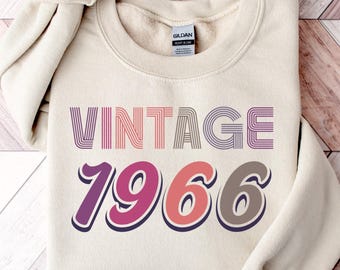 Vintage 1966 Geburtstag Sweatshirt, Geburtstag Sweatshirt, 60.Geburtstag Geschenk für Frauen, 60.Geburtstagsparty, Retro Bday