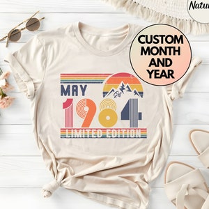 40th Birthday Retro Shirt, 1984 Birthday Sweatshirt Gift, 40 Years Bday Number Hoodie for Women / Men, Forties Bday Tee For Wife Or Husband image 1