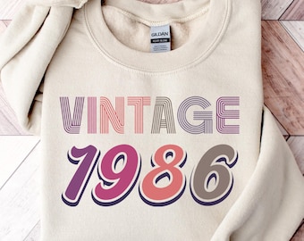 Sudadera vintage de cumpleaños de 1986, sudadera de aniversario, regalo de 40 cumpleaños para mujer, fiesta de 40 cumpleaños, cumpleaños retro