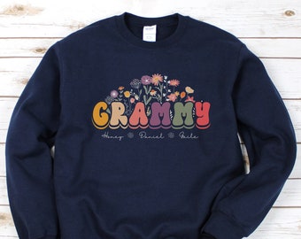 Personalized Grammy Sweatshirt, Custom Grammy Gift With Grandkids Names First Time Grandma Floral Crewneck Sweater, Mother's Day Grammy Gift
