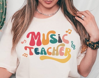 Camicia retrò dell'insegnante di musica, camicia del musicista, maglietta dell'amante della musica, regalo per l'istruttore di musica, regalo dell'insegnante di musica retrò, educatori musicali, regalo musicale