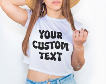 Camiseta corta personalizada para bebé, camisa corta holgada con texto retro personalizado, despedida de soltera, estilo de los 90, ropa Y2K, top corto
