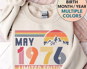 1976 Sweatshirt, 1976 Birthday Sweatshirt Sweater, 1976 Birthday Year Number Sweat for Women Or Man, Birthday Gift, 50th Birthday Sweatshirt