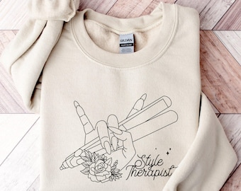 Hairstylist Hair Salon Unisex Sweatshirt, Hairdresser Squad Crew T-shirt, Cosmetology School Floral Sweatshirt Gift, Christmas Crew Tee