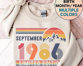 Retro verjaardagssweater 1986 – vintage cadeau 40e verjaardag – uniseks T-shirt voor heren en dames – klassieke outfit feest jaren 90 stijl