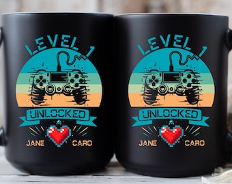 First Wedding Anniversary Mug Gift For Him And Her, 1st Anniversary Mug For Husband & Wife, Married 1 Year, 1 Year Together Retro Game Mug