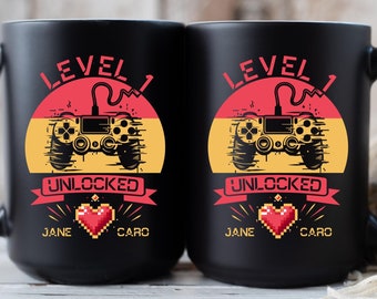 First Wedding Anniversary Mug Gift For Him And Her, 1st Anniversary Mug For Husband & Wife, Married 1 Year, 1 Year Together Retro Game Mug