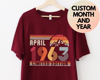 Camiseta de 60 cumpleaños, camiseta vintage de 1963, camiseta de mujer de treinta cumpleaños, regalo de cumpleaños número 60 para hombres o mujeres, camiseta desde 1963 para él o ella