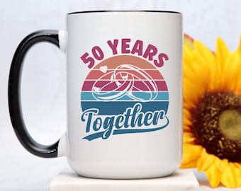 Golden Anniversary Gift For Him And Her, 50th Anniversary Mug For Husband & Wife, Married For 50 Years, 50 Years Together With Her