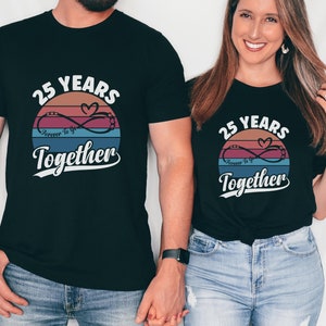 Silver Wedding Anniversary Unisex Retro Shirt, Married For 25 Years T-shirt, Infinity Sign Gift For Husband And Wife Him Her, Couple Tee
