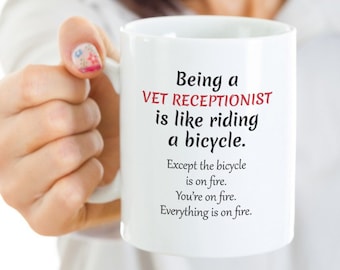 Vet Receptionist Coffee Cup Funny Gift, Vet Office Worker, Veterinary Medicine Mug, Veterinary Assistant Present, Vet Nurse Present Gift