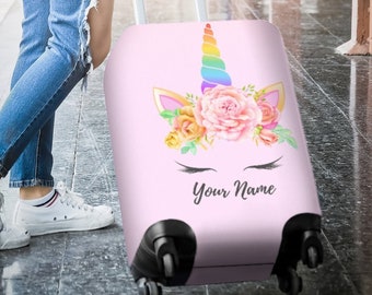 Personalized Unicorn Luggage Suitcase Cover, Unicorn Gift Item, Luggage Protector, Custom Luggage Wrap, Unicorn Fabric Luggage Cover Decor