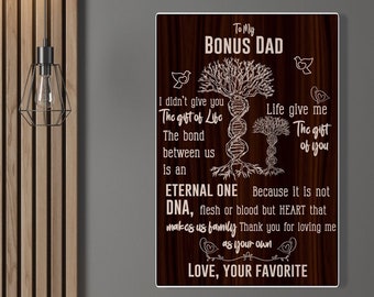 Bonus Dad Wall Sign, Wooden Stepped Up Dad Gift, Custom Name Wood Sign, Father's Day Gift, Decor Wall Art, Stepdad, Personalize Gift For Dad
