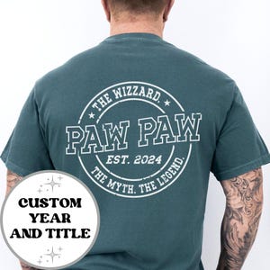 Paw Paw Est 2024 カスタム コンフォート カラー シャツ、初めての Paw Paw T シャツ、父の日ギフト、これから親になる方への妊娠発表スウェットシャツ
