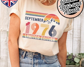 1976年の誕生日シャツ – 50歳の誕生日に贈るレトロなスウェットシャツギフト – 男女兼用ヴィンテージパーカー – 夫や妻へのギフトに最適なユニセックスTシャツ