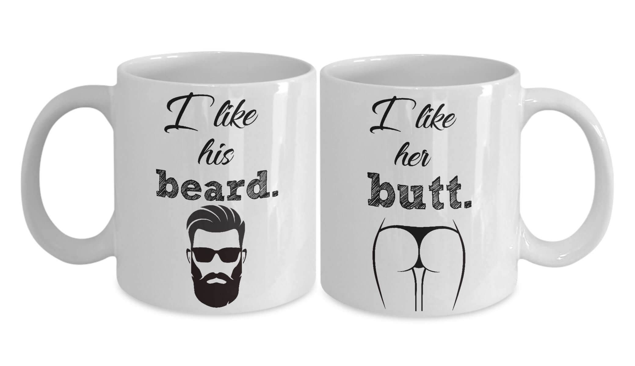 Triple Gifffted I Like His Beard Coffee Mugs For Couples, Funny Couple Gifts  for Anniversary, Engagement and Christmas, Girlfriend Unique Gifts, His and  Hers and For Bride and Groom Set of 2