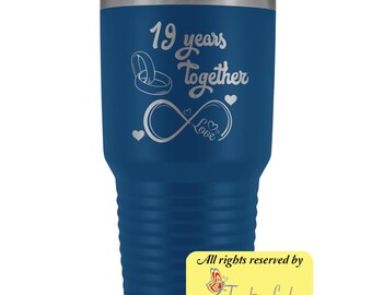 Portagioie Per 19° Anniversario Di Matrimonio - Piatto In Acciaio Con Incisione "19 Years Down, Forever To Go", Regalo Per Moglie E Marito - copertina