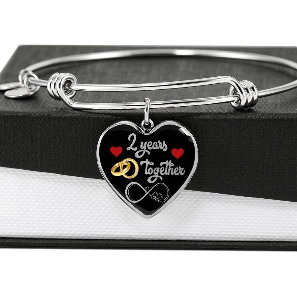 2nd Anniversary Personalized Engraved Bangle For Her, Married For 2 Years