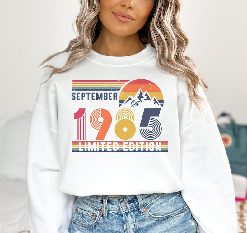 1986 Sweatshirt, 1986 Birthday Sweatshirt Sweater, 1986 Birthday Year Number Sweat for Women Or Man, Birthday Gift, 40th Birthday Shirt image 3
