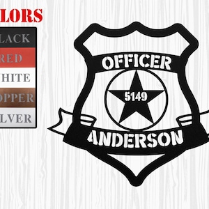 Personalized Police Officer House Sign, Police Badge Metal Wall Art Monogram Family Name Sign, Police Officer Gift Idea, Custom Police Home