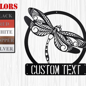 Custom Text Dragonfly Rustic Sign, Metal Dragonfly Sign, Dragon Fly Entryway Decor, Custom Metal Sign,  Dragonfly Momogram Metal Sign