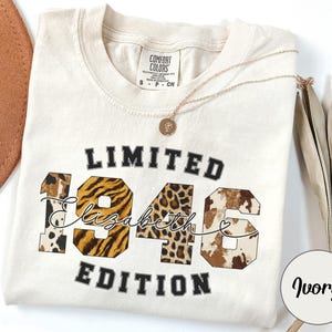 Custom Leopard Pattern 1946 T-Shirt, Personalized Limited Edition Wild Animal Tee Gifts, Customized 80th Birthday Comfort Colors Tee