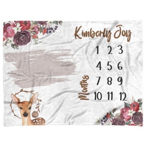 Personalized Baby Deer Blanket, Toddler Kids Custom Name Deer Seamless Pattern Blanket Fabric for Kids, Custom Blanket Gift, Nursery Kids