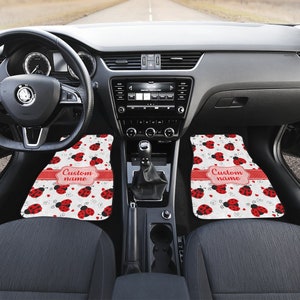 Personalized Ladybug Love Front And Back Car Mats, Ladybird Car Floor Mats Set, Lady Bug Lover Gift, Custom Full Car Mat Set, Car Floor Mats