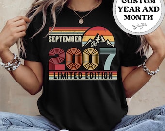 18th Birthday Limited Edition Retro Shirt, 2007 Bday Sweatshirt Gift Ideas, 18 Years Old Bday Hoodie for Women / Men, 18th Bday Party Tee