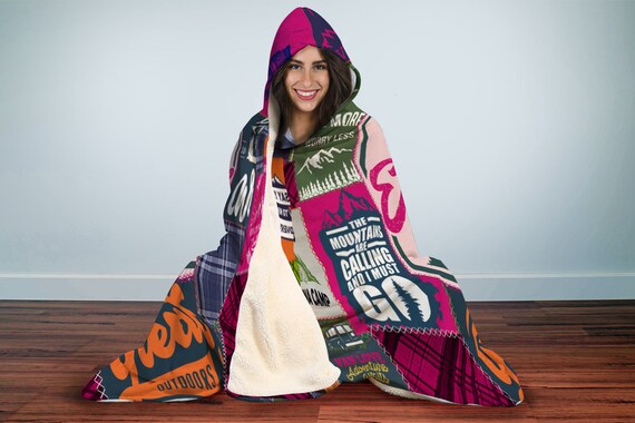 Camping Hiking Exploring Hooded Blanket Hooded Adventure Throw Hiking Lover Hood Blanket Vivid Pattern Hooded Blanket Teens and Adults Etsy Australia