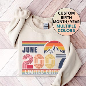 18th Birthday Sweatshirt, 2007 Sweatshirt, 2007 Birthday Sweatshirt Sweater, 2007 Birthday Year Number Shirt for Women Or Man, Birthday Gift