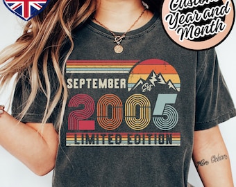 Camiseta de cumpleaños de 2005, sudadera retro para regalar por tu 21.º cumpleaños, sudadera vintage con capucha para hombre y mujer, camiseta unisex para celebrar tu 21.º cumpleaños.
