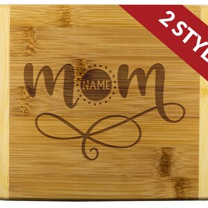 Personalized Mom Bamboo Cutting Board, Customizable Wooden Chopping Board, Cutting Board With Handle, Unique Wood Cutting Board