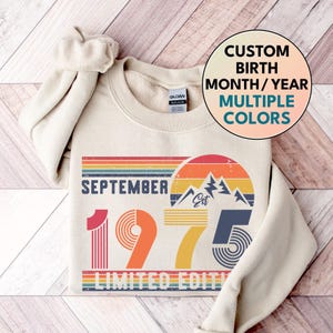 1975 Sweatshirt, 1975 Geburtstag Sweatshirt Pullover, 1975 Geburtstag Jahr Nummer Sweat für Frauen oder Männer, Geburtstagsgeschenk, 50.Geburtstag Sweatshirt