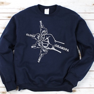 Gepersonaliseerde papa-sweater, aangepaste namen kleinkinderen, Vaderdagcadeau voor opa van kleinkinderen, hoodie papa vader pop grootvader