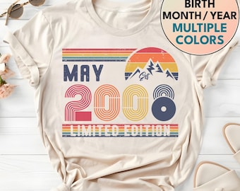 18. Geburtstag Retro Shirt, 2008 Geburtstag Sweatshirt Geschenk, 2008 Bday Jahr Nummer Hoodie für Frauen / Männer, Geburtstag T-Shirt für Tochter oder Sohn
