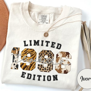Customized Leopard Pattern 1996 Shirt, Custom 30th Birthday Limited Edition Tee Personalized Big Cats Patterns Wild Animal Stripes Bday Gift