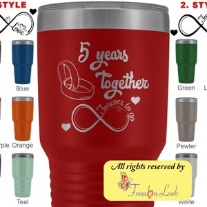 5th Wedding Anniversary Gift For Him And Her, 5th Anniversary Tumbler For Husband & Wife, Married 5 Years, 5 Years Together 5 Years With Her