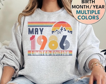1986 Sweatshirt, 1986 Birthday Sweatshirt Sweater, 1986 Birthday Year Number Sweat for Women Or Man, Birthday Gift, 40th Birthday Shirt