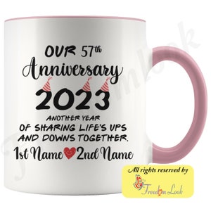 Personalisierte 57. Hochzeitstag Geschenk für Ihn und Sie, Siebenundfünfzigste Tasse für Ehemann & Frau, Frau Hubby Tasse, 57 Jahre zusammen Bild 8