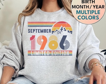 Sweat-shirt 1986, Sweat-shirt d'anniversaire de 1986, Sweat-shirt d'anniversaire de l'année 1986 pour femme ou homme, cadeau d'anniversaire, chemise pour 40e anniversaire