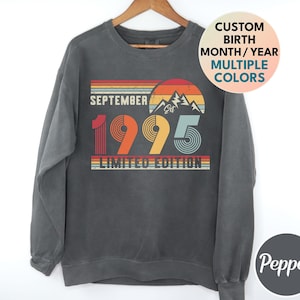 1995 Comfort Colors Retro Sweatshirt, 1995 Birthday Sweater, 1995 Birthday Year Long Sleeve Shirt for Women Men, 30th Birthday Tee Gift